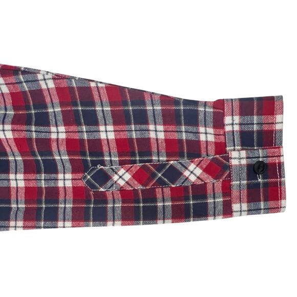 New UNIONBAY Men’s XL Flannel Shirt Hoodie Red Plaid Button Down Long Sleeve - Picture 9 of 12